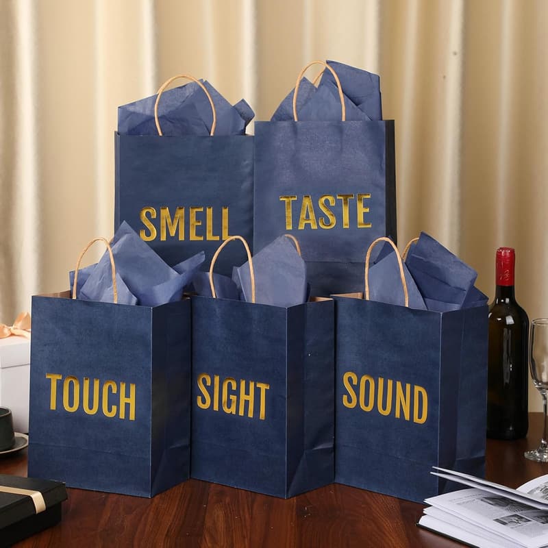 Valentine's Day 5 Senses Gift Bag Set with Tissue Paper - Dark Blue