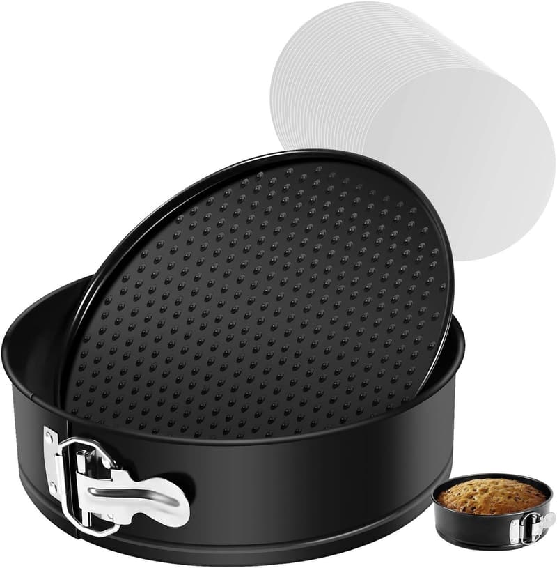 Nonstick Springform Pan with Removable Bottom and 50 Liners