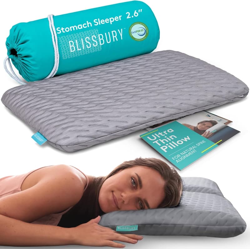 Ultra Thin Memory Foam Pillow for Stomach Sleepers - 2.6