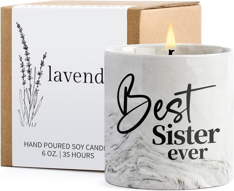 Birthday & Graduation Gift: Unique Lavender Candle for Sister