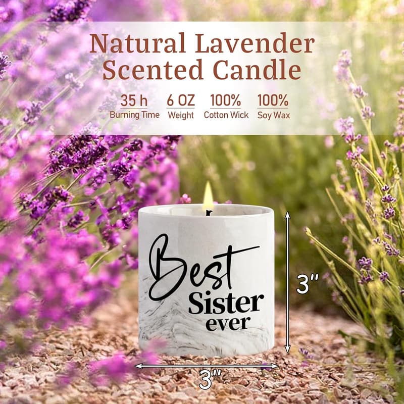 Birthday & Graduation Gift: Unique Lavender Candle for Sister