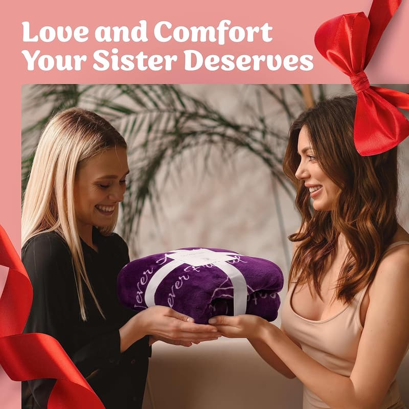 Sister's Mother's Day Cozy Purple Throw Blanket