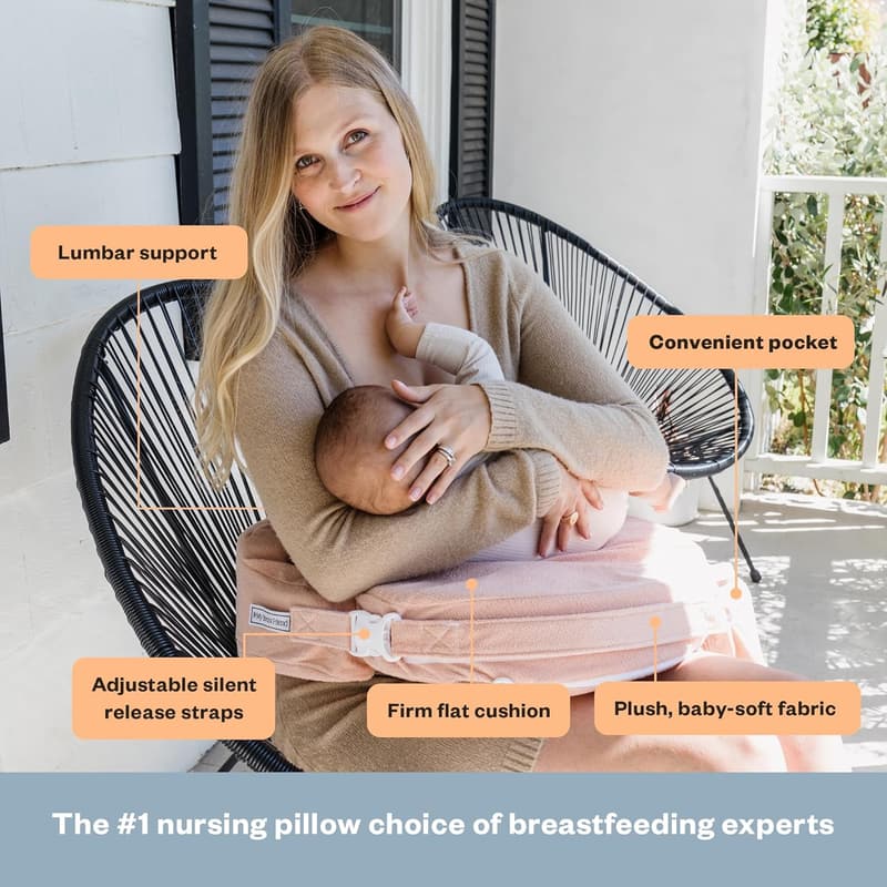 Deluxe Ergonomic Nursing Pillow with Soft Rose Slipcover