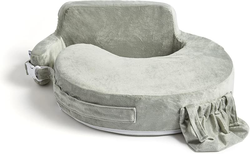 Super Deluxe Nursing Pillow for Comfortable Breastfeeding - Adjustable with Pocket, Platinum