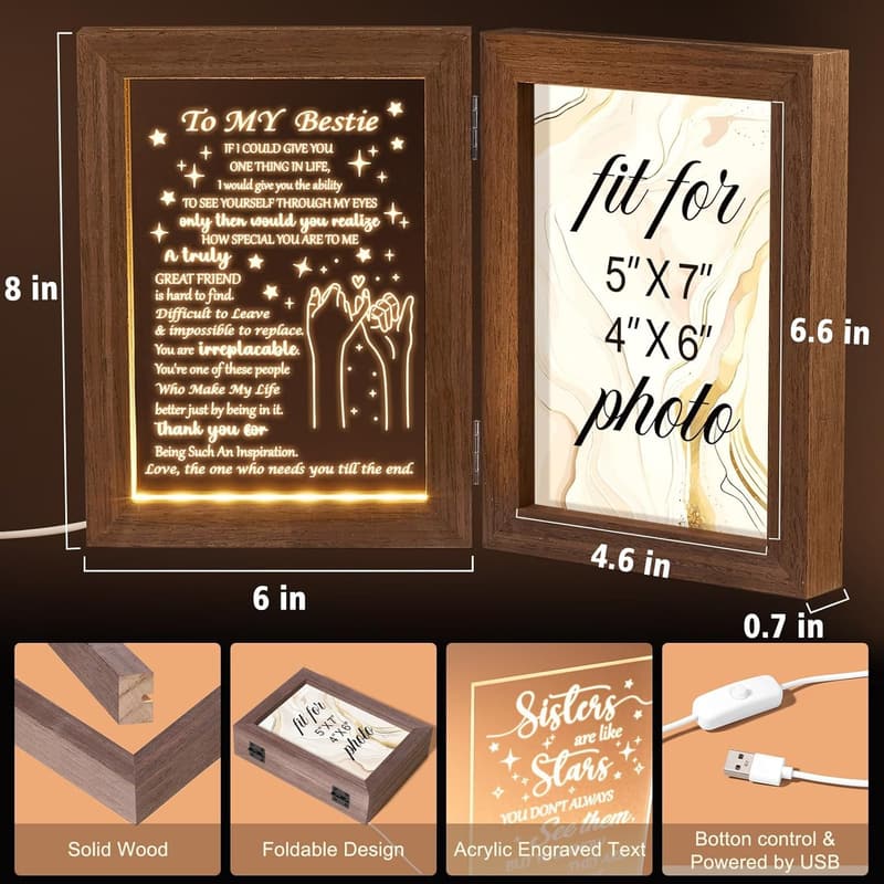 Sister Picture Frame with Night Light - Perfect Birthday Gift