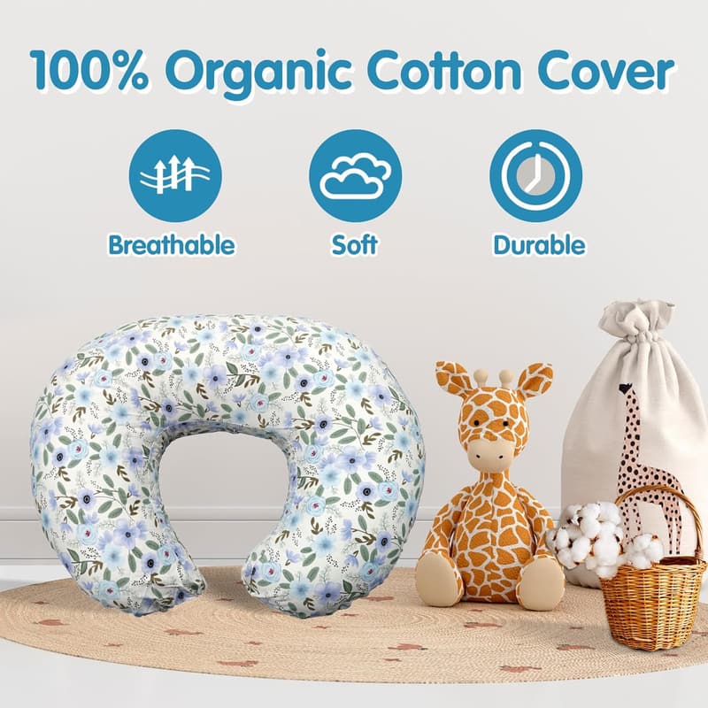 Ergonomic Nursing Pillow with Breathable Cover for Breastfeeding