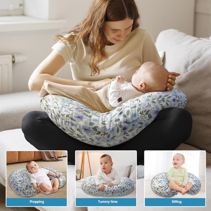 Ergonomic Nursing Pillow with Breathable Cover for Breastfeeding