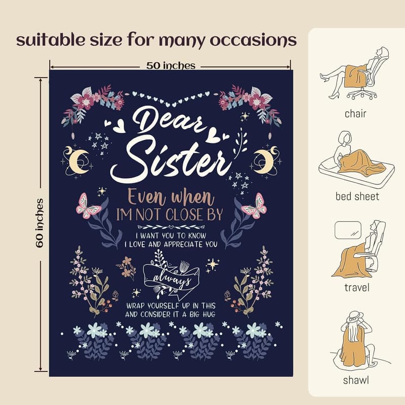 Happy Birthday Sister Anti-Pilling Throw Blanket 50'' x 60''