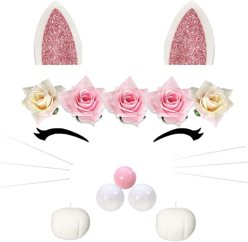 Kitty Cat Baby Shower Cake Topper with Floral Accents