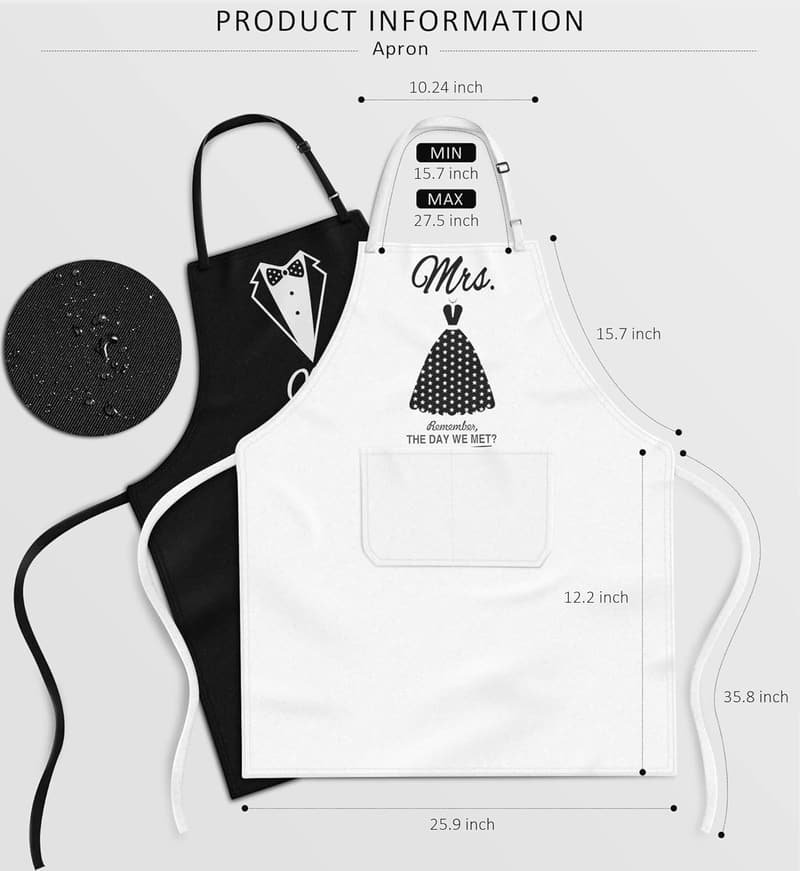 Couples Apron Set - Gift for Anniversary, Wedding, Engagement