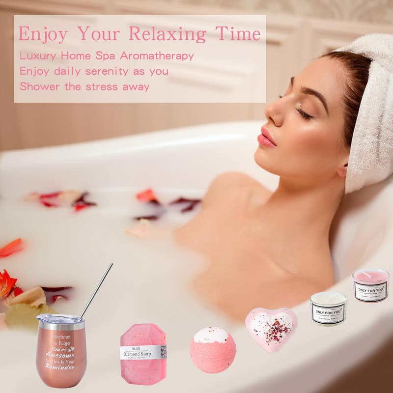 Pink Self-Care Gift Basket for Women's Birthdays