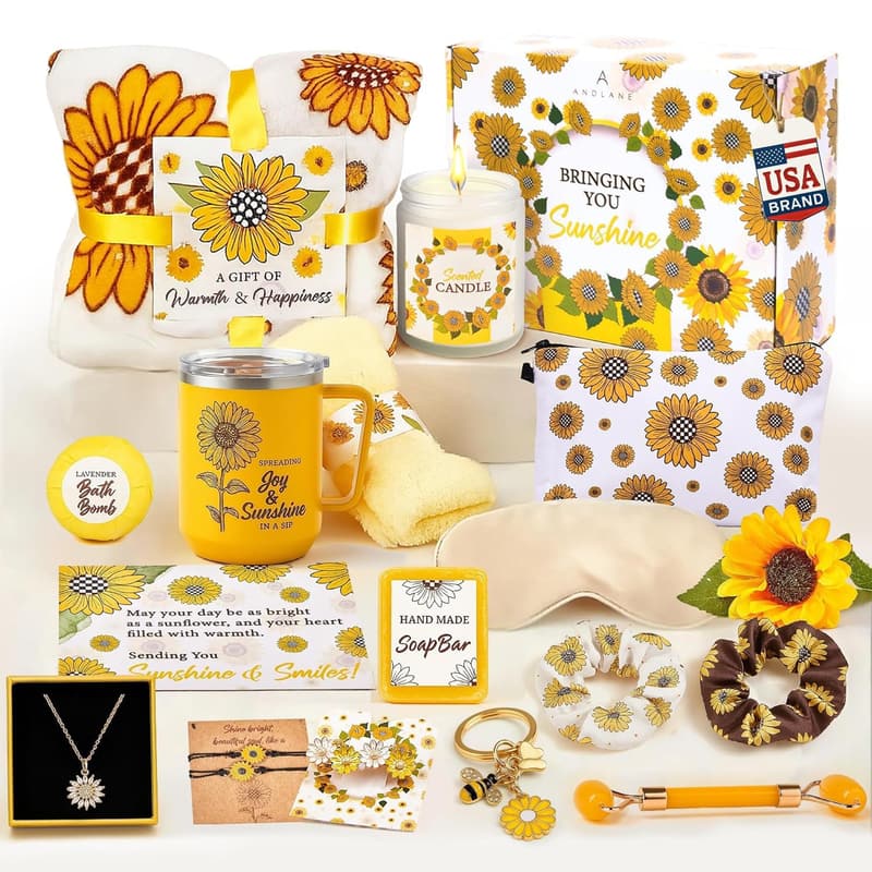 Sunshine Gift Basket Set for Women - 18 Pcs Birthday & Care Package
