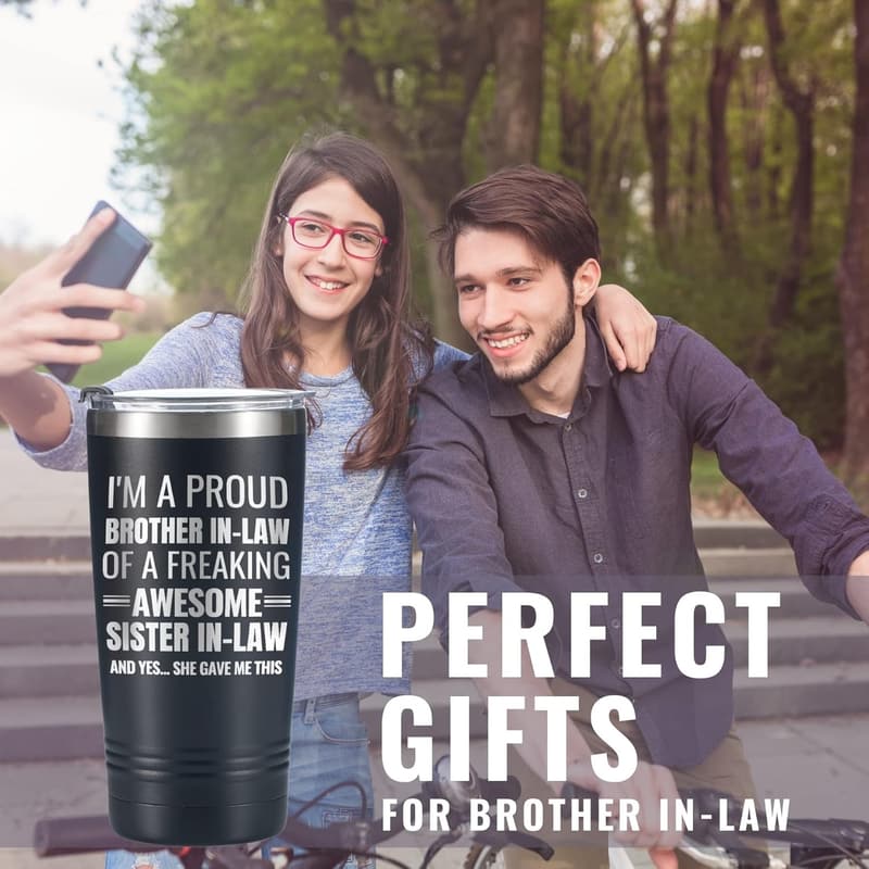 Funny Gift Travel Mug for Brother-in-Law – 20 oz Stainless Steel