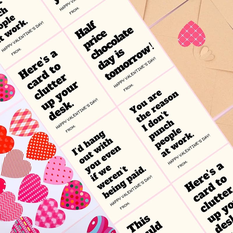 Funny Valentine's Day Cards for Adults - 48-Pack Bulk Set