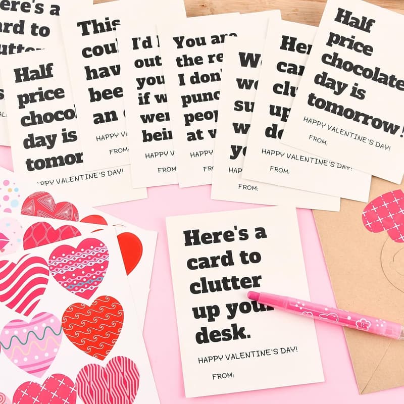 Funny Valentine's Day Cards for Adults - 48-Pack Bulk Set