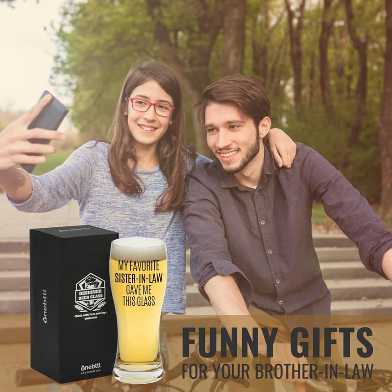 Christmas Gift for Brother-in-Law - Funny Beer Glass Set