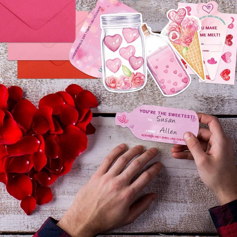 Valentine's Day Scented Cards for Kids, 30-Piece Set