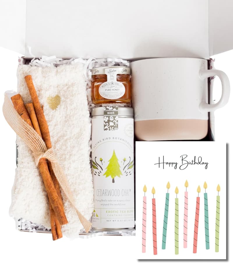 Birthday Gift Basket for Women - Self-Care Essentials with Mug and Tea