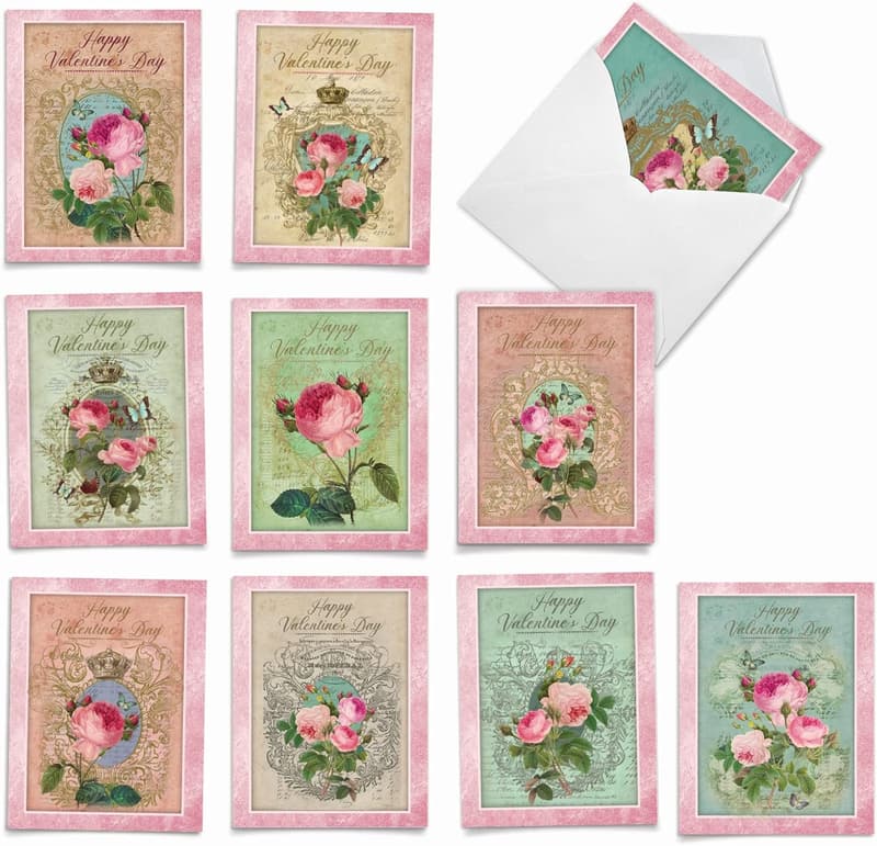 Valentine's Day Heartfelt Note Cards - Box of 10 Assorted