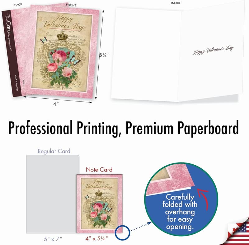 Valentine's Day Heartfelt Note Cards - Box of 10 Assorted