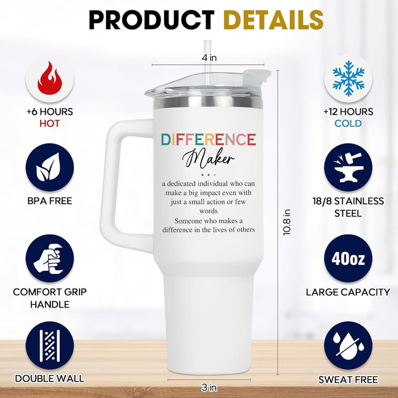 Thank You Gift for Women - 40 oz Insulated Coffee Tumbler