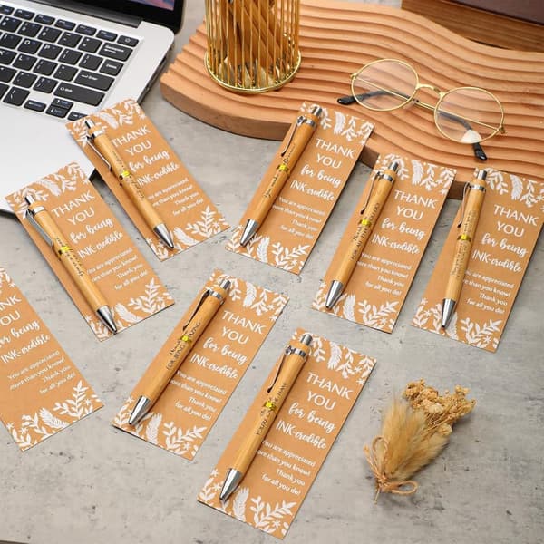 Graduation Appreciation Gift Set: Bamboo Ballpoint Pen & Thank You Card