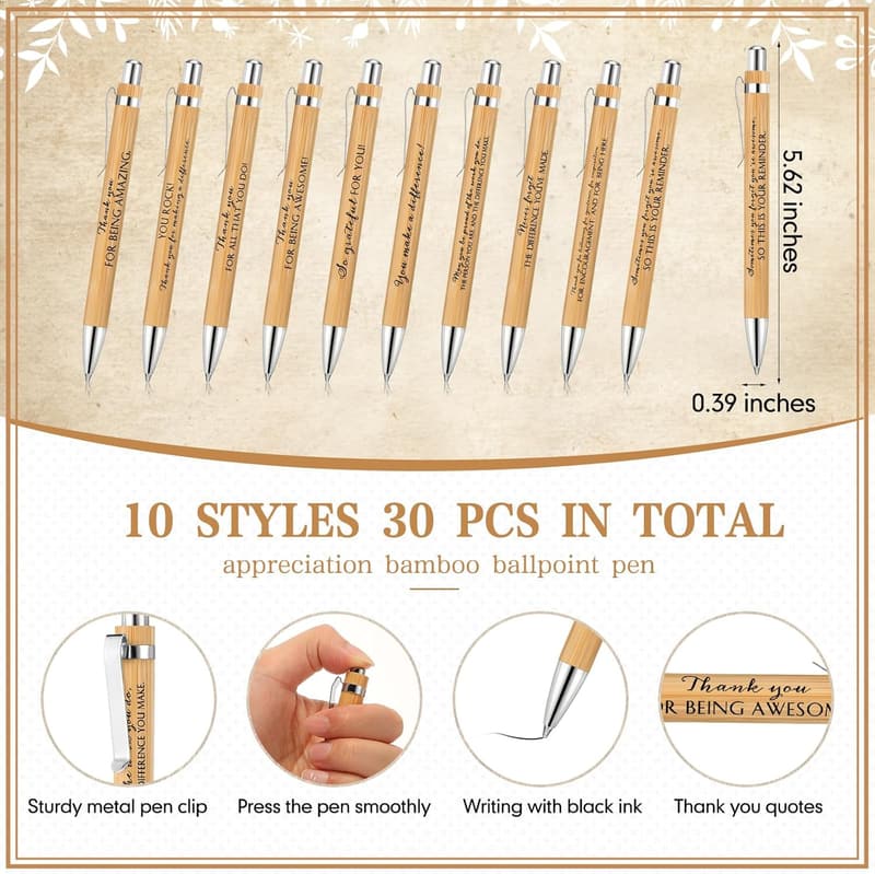 Graduation Appreciation Gift Set: Bamboo Ballpoint Pen & Thank You Card
