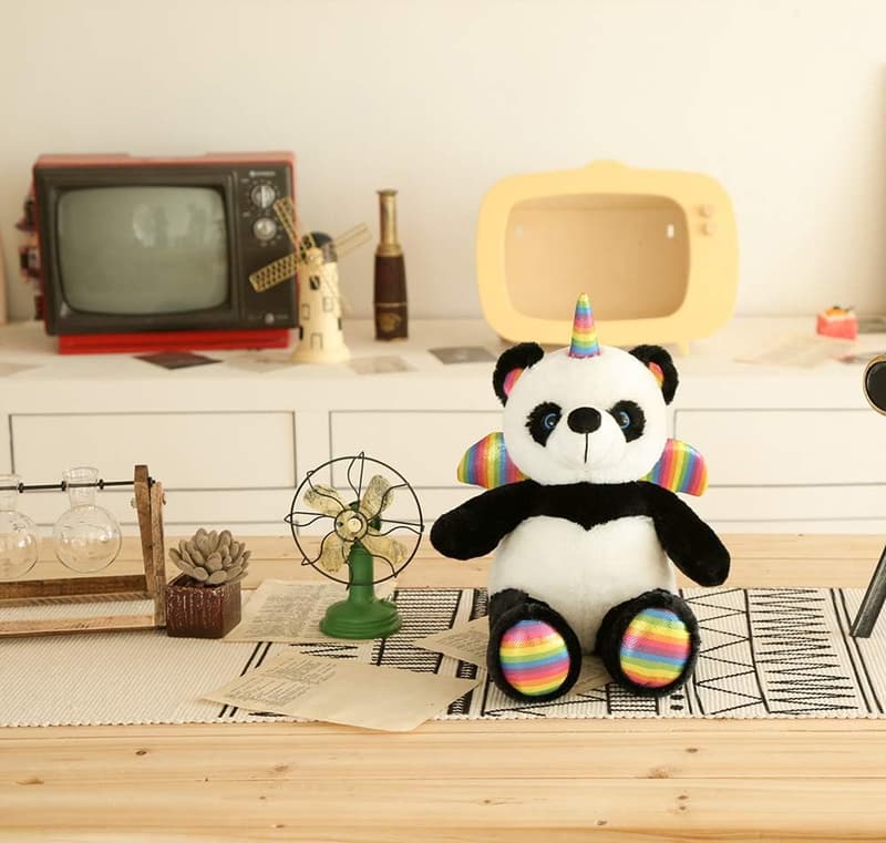 Cute Pandacorn Plush Toy with Rainbow Wings for Kids