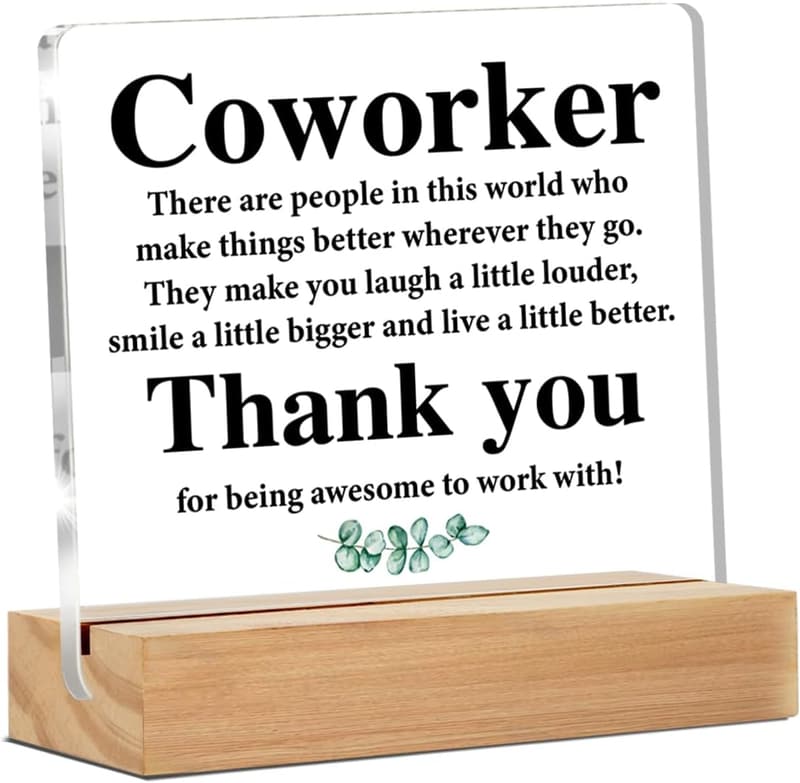 Thank You Coworker Acrylic Desk Sign Decor