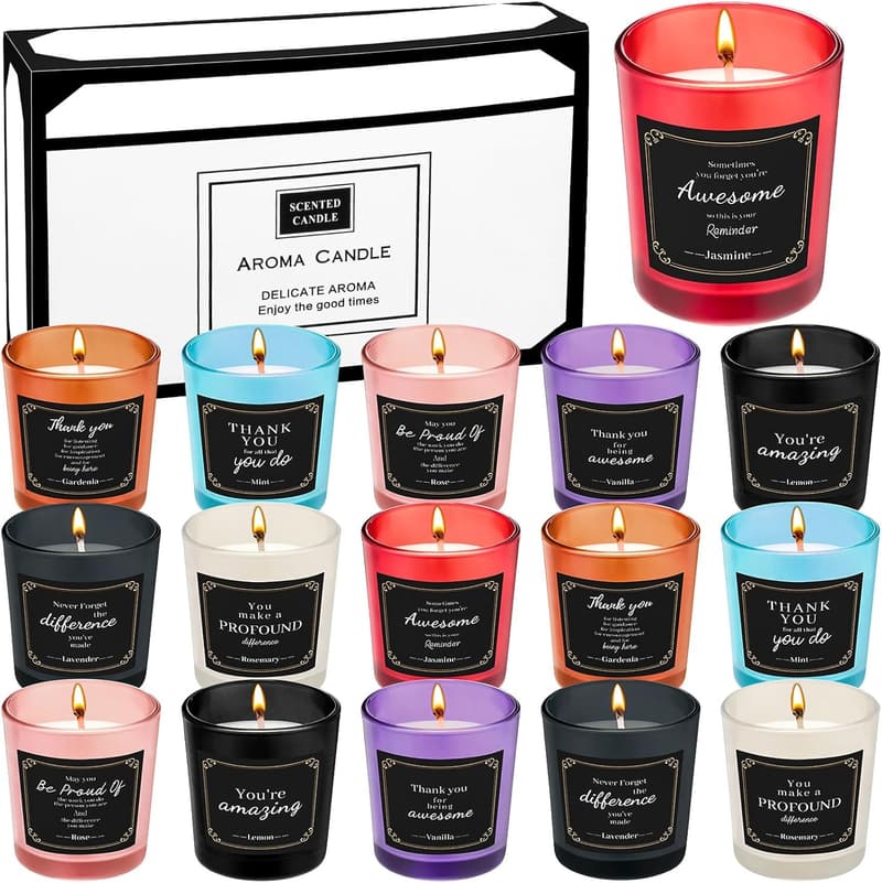 Scented Soy Wax Candle Set - 16 Pack for Birthday & Mother's Day