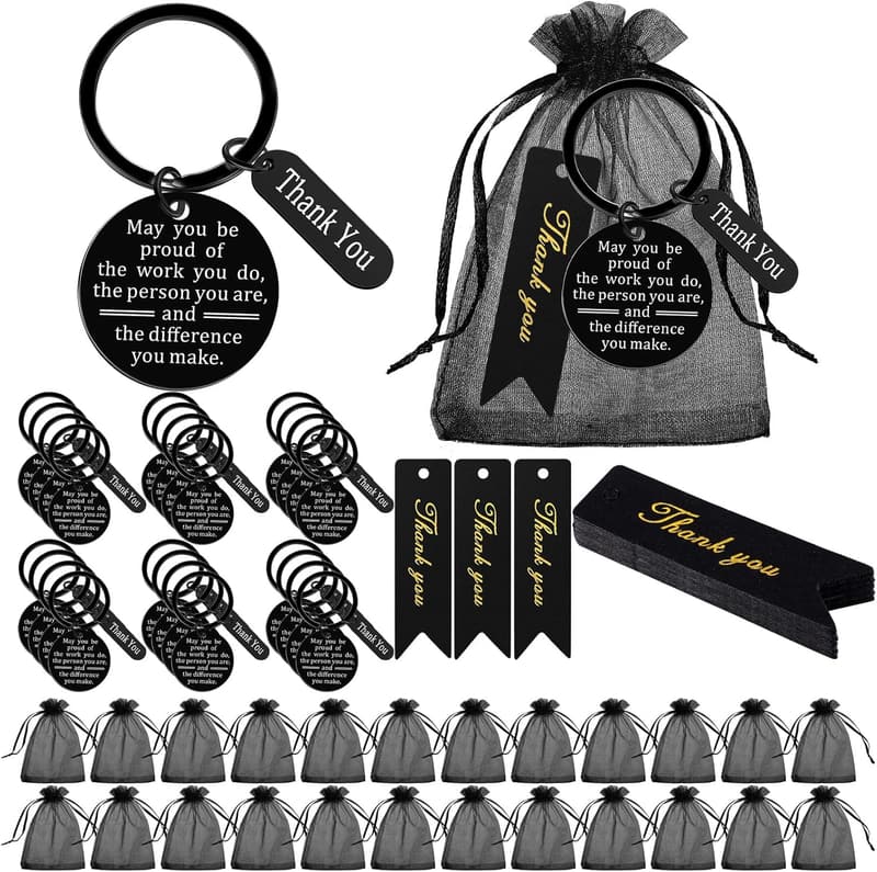 Employee Appreciation Gift Set: 36 Keychains, Bags & Cards