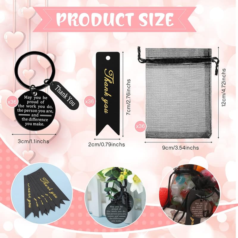 Employee Appreciation Gift Set: 36 Keychains, Bags & Cards