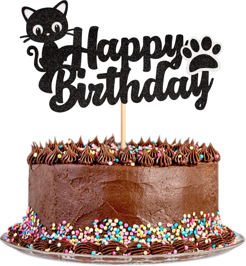 Kitten Theme Birthday Cake Topper for Cat Lovers