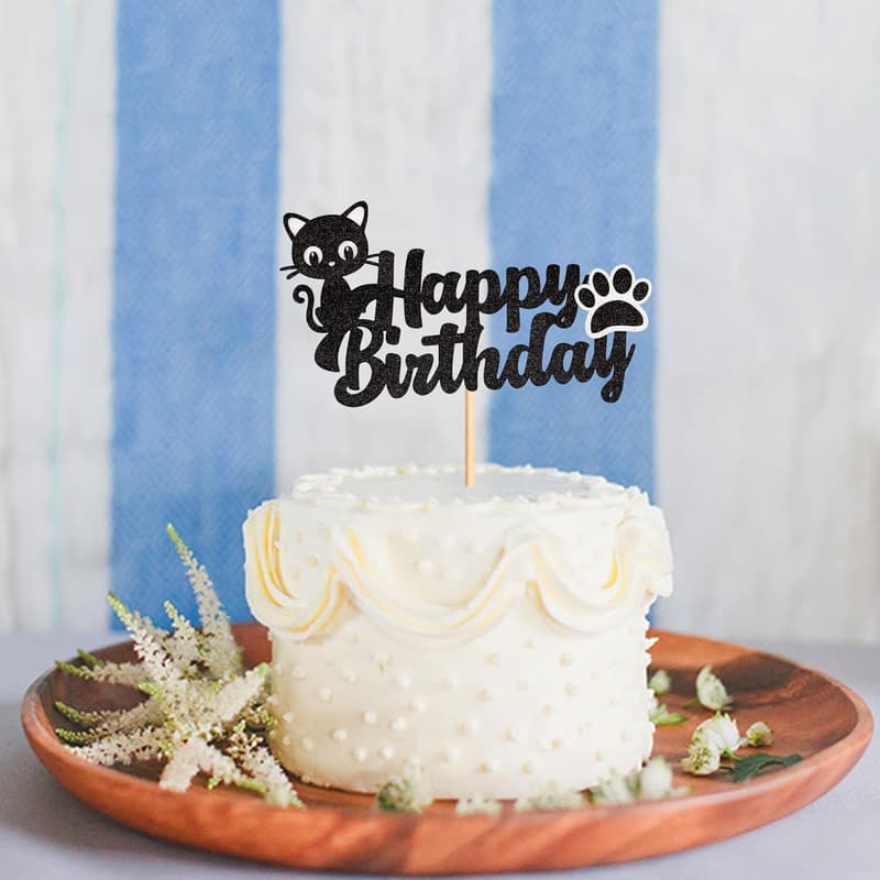 Kitten Theme Birthday Cake Topper for Cat Lovers