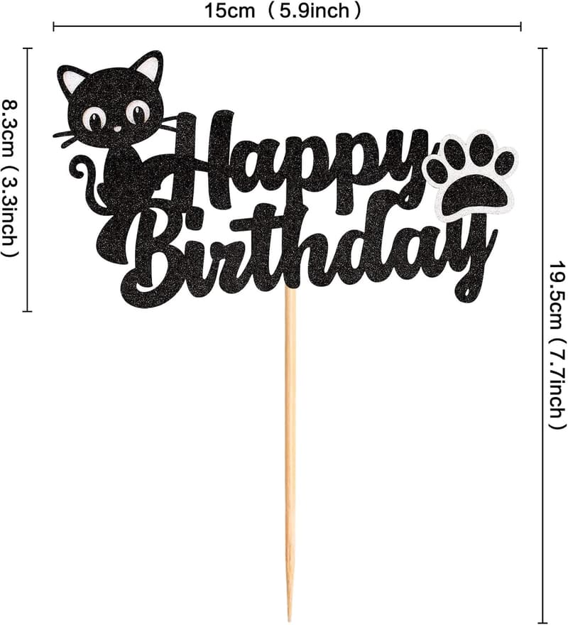 Kitten Theme Birthday Cake Topper for Cat Lovers