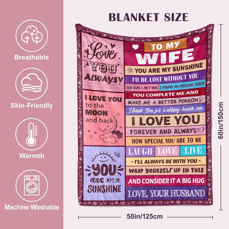 Anniversary Throw Blanket for Wife - 50
