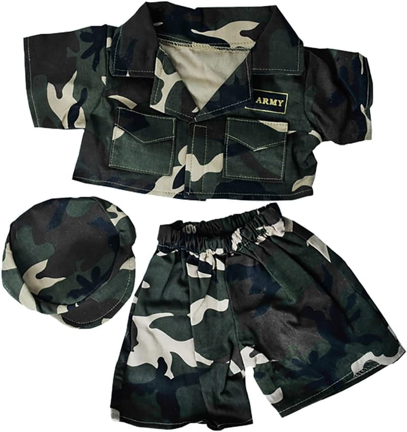 Army Green Teddy Bear Outfit for 14