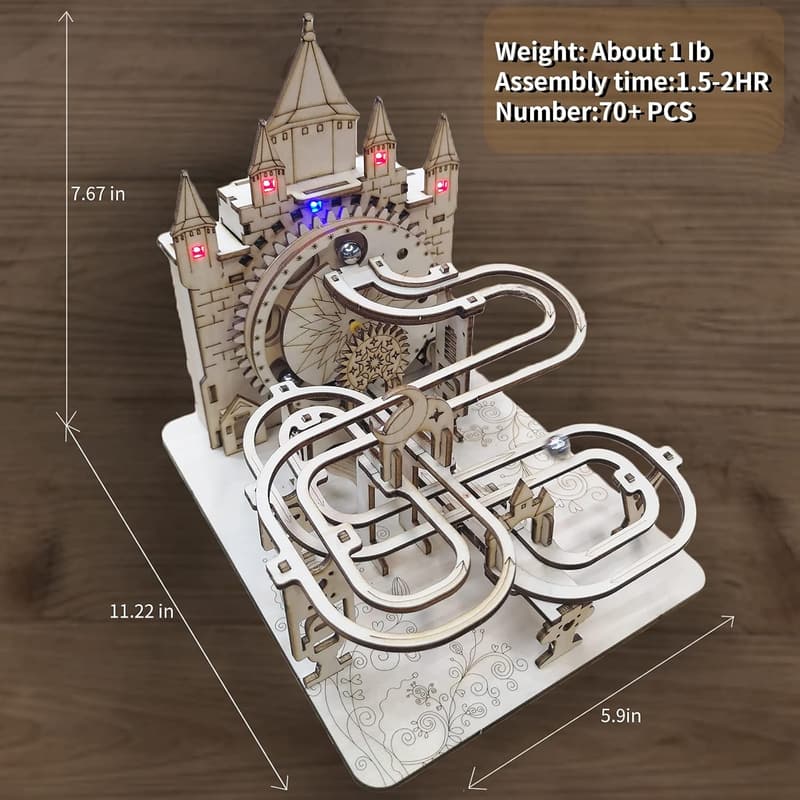 Wooden Marble Run Puzzle Set for Teens & Adults - Educational Toy