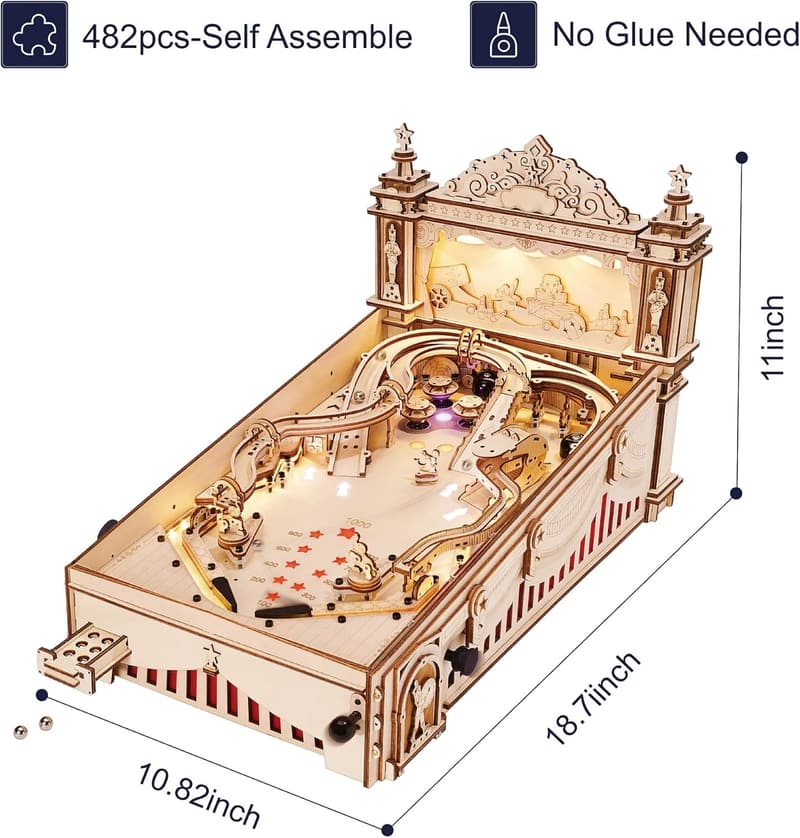 DIY 3D Wooden Pinball Machine Puzzle Kit for All Ages