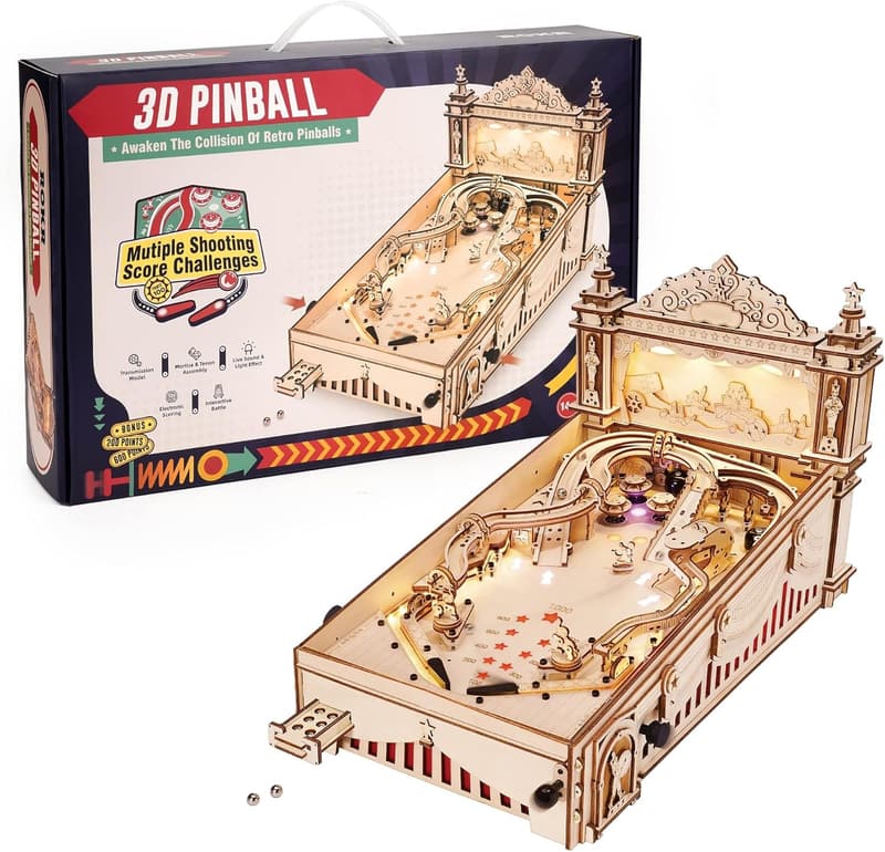 DIY 3D Wooden Pinball Machine Puzzle Kit for All Ages