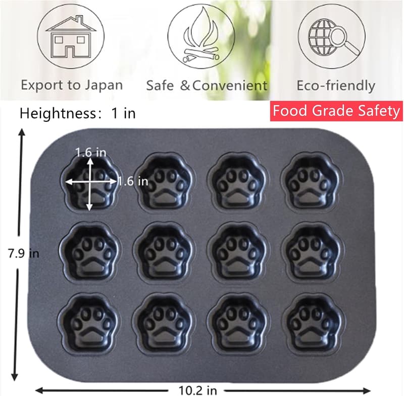 Paw Print Mini Baking Pan for Dog Treats - Nonstick Mold