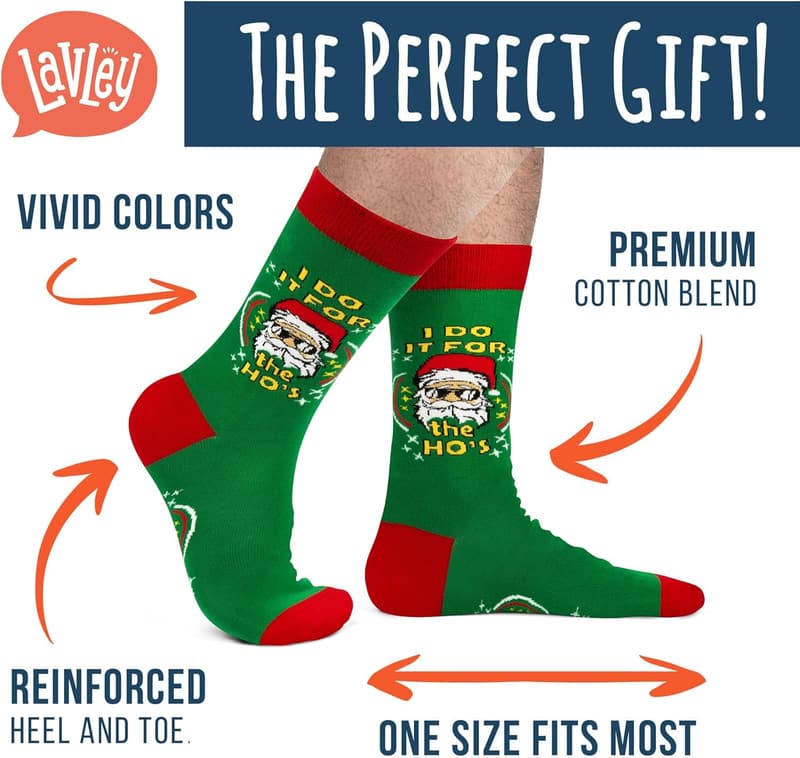 Funny Christmas Socks for Adults - Holiday Stocking Stuffer Gifts