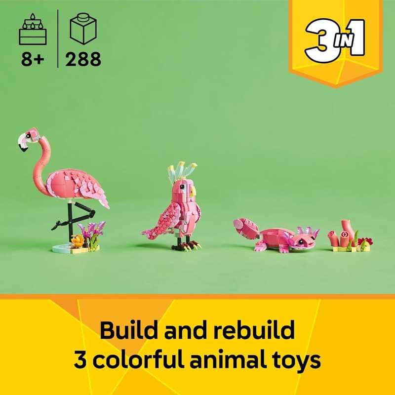 LEGO Creator 3-in-1 Pink Flamingo Building Toy for Kids 8+