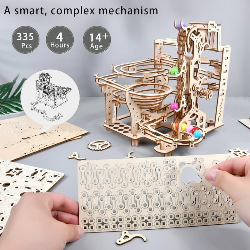 3D Wooden Marble Run Puzzle Kit for Adults & Kids