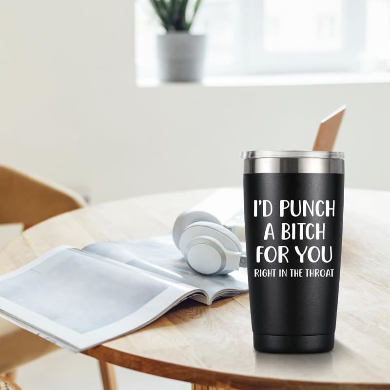 Funny Friendship Tumbler Gift for Women – 20 oz Black Stainless Steel