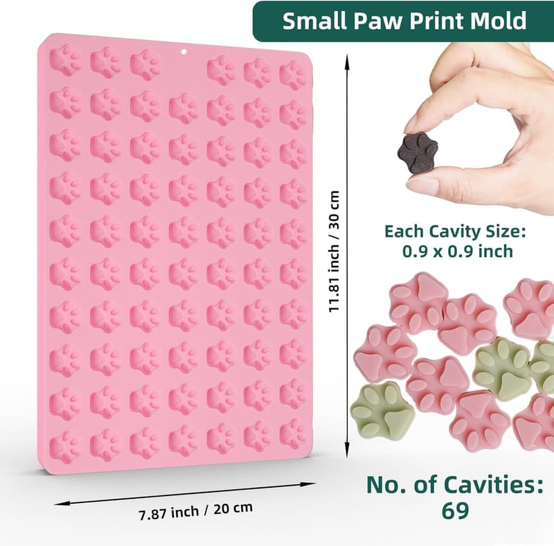 Paw Print Silicone Molds for Treats & Desserts, 69 Cavities