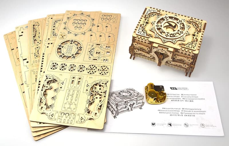 Valentine's Day 3D Wooden Music Box Puzzle - Antique Jewelry Storage