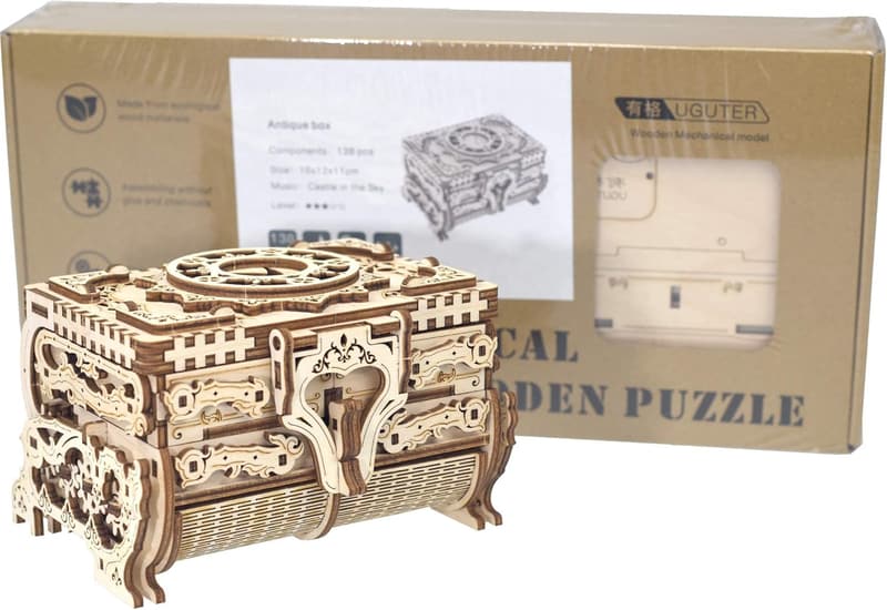 Valentine's Day 3D Wooden Music Box Puzzle - Antique Jewelry Storage