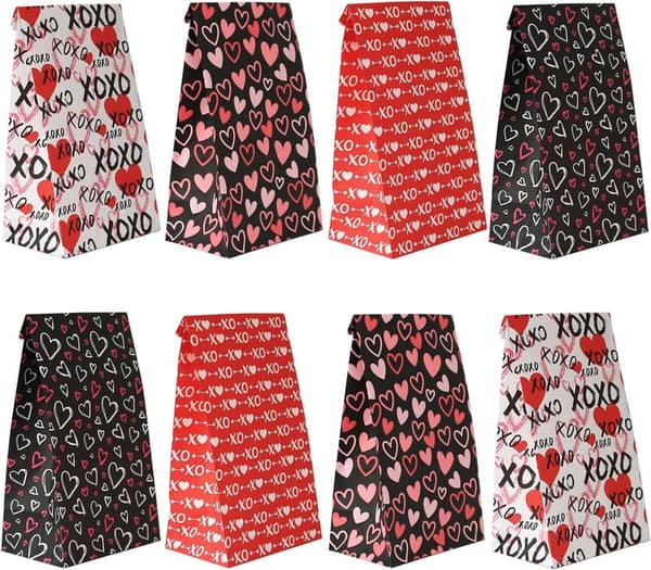 Valentine's Day Goodie Bags - 24 Pack with Stickers for Kids