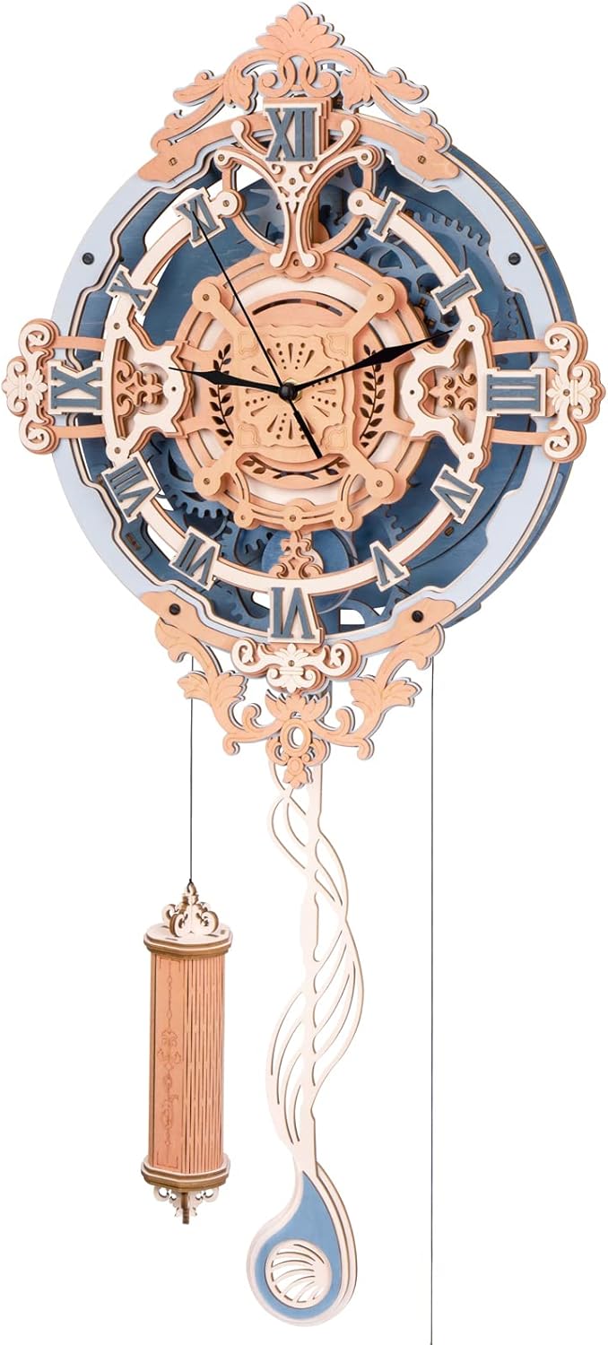 Vintage Wooden Pendulum Clock 3D Puzzle Kit for Adults